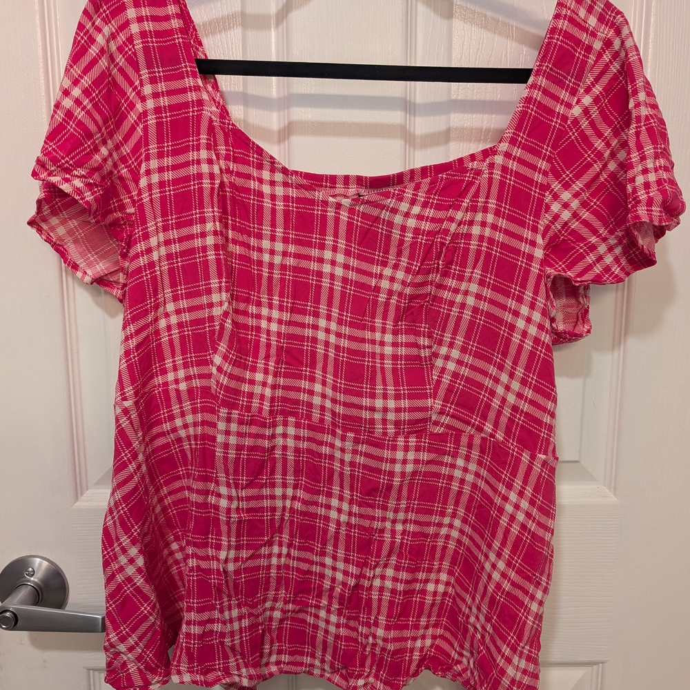 Torrid Pink Plaid Blouse